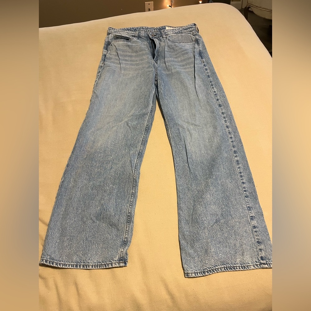 rag & bone Lori Full Length Blue Wide-Leg Jeans